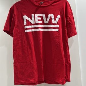 Red “The New School” short sleeve shirt, not worn often, size M